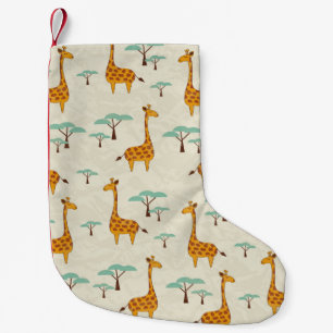 Seamless pattern with cute giraffes and trees, Vin Small Christmas Stocking
