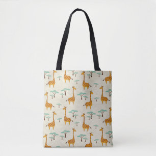Seamless pattern with cute giraffes and trees, Vin Tote Bag
