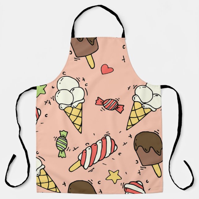 Seamless pattern with cute ice cream and lollipops apron (Front)