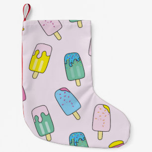 Seamless pattern with cute ice cream. Fruit ice cr Small Christmas Stocking