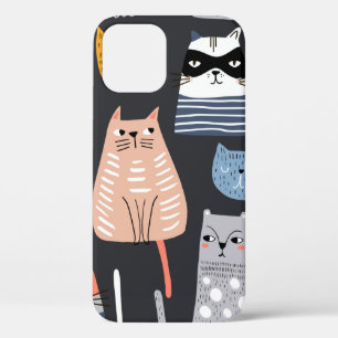 Seamless pattern with cute Kittens in diferent sty iPhone 12 Case
