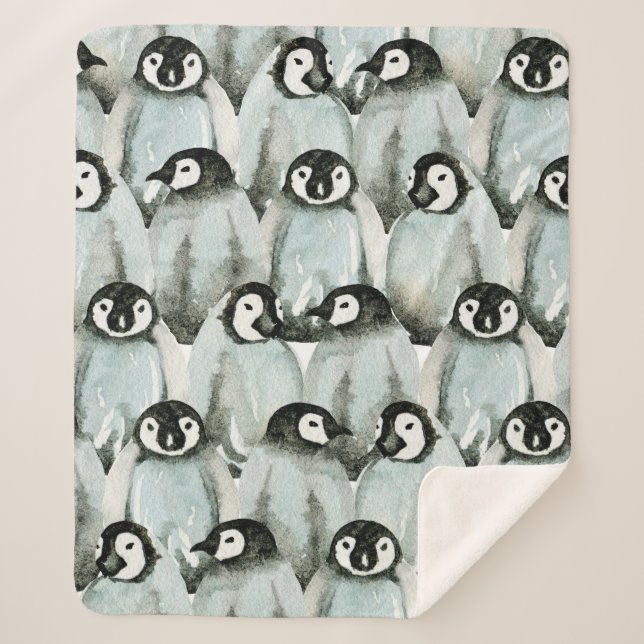 Seamless pattern with cute penguins sherpa blanket (Front)