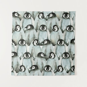 Seamless pattern with cute penguins tapestry