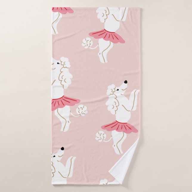 Seamless pattern with cute poodle dogs in cute bal bath towel (Bath Towel)