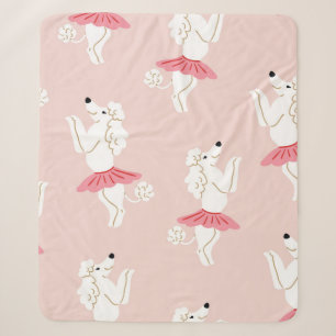Seamless pattern with cute poodle dogs in cute bal sherpa blanket