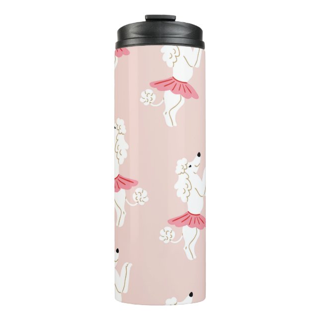 Seamless pattern with cute poodle dogs in cute bal thermal tumbler (Front)