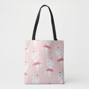 Seamless pattern with cute poodle dogs in cute bal tote bag