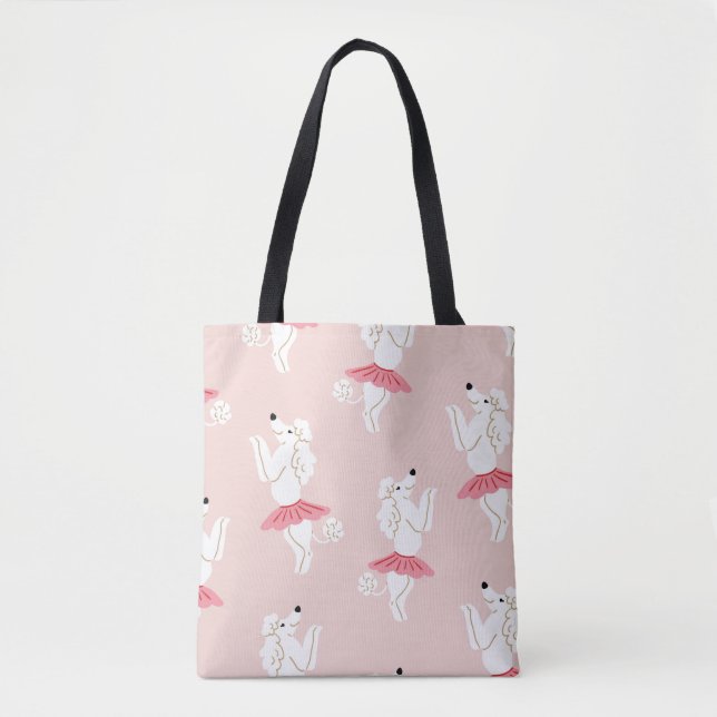 Seamless pattern with cute poodle dogs in cute bal tote bag (Front)