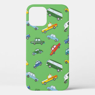 Seamless pattern with cute retro hand drawn cars iPhone 12 case
