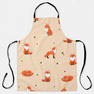 Seamless pattern with cute watercolor foxes. Vinta Apron
