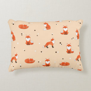 Seamless pattern with cute watercolor foxes. Vinta Decorative Cushion