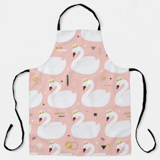 Seamless pattern with cute white swans. All elemen Apron