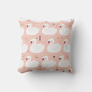 Seamless pattern with cute white swans. All elemen Cushion