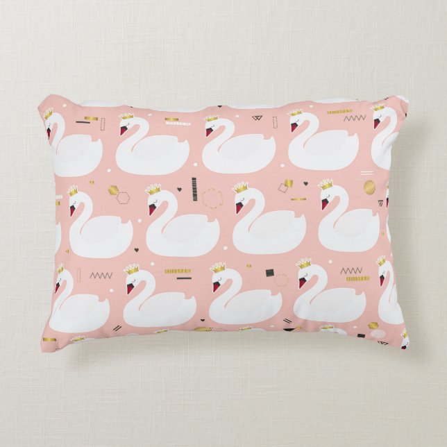 Seamless pattern with cute white swans. All elemen Decorative Cushion (Front)