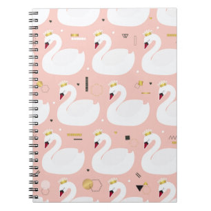 Seamless pattern with cute white swans. All elemen Notebook