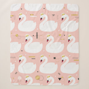 Seamless pattern with cute white swans. All elemen Sherpa Blanket