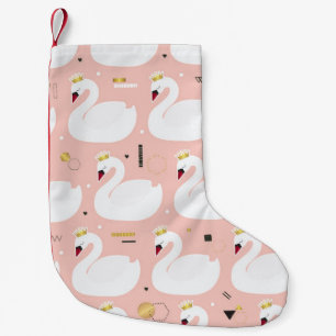 Seamless pattern with cute white swans. All elemen Small Christmas Stocking