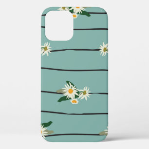 Seamless pattern with daisy and stripes iPhone 12 case