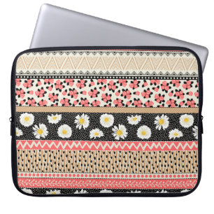 Seamless pattern with decorative flowers, patchwor laptop sleeve