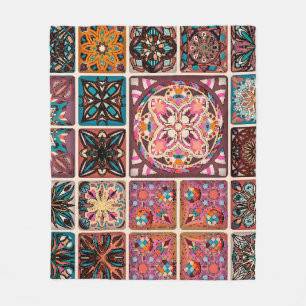 Seamless pattern with decorative mandalas. Vintage Fleece Blanket