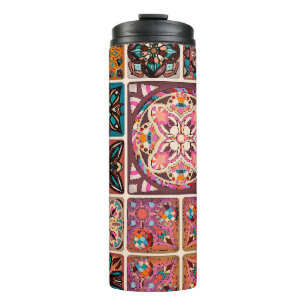 Seamless pattern with decorative mandalas. Vintage Thermal Tumbler