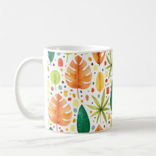 Seamless pattern with decorative tropical plants. coffee mug