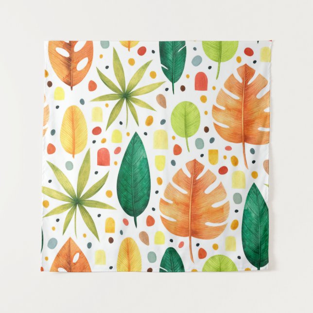 Seamless pattern with decorative tropical plants.  tapestry (Front)