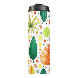Seamless pattern with decorative tropical plants. thermal tumbler