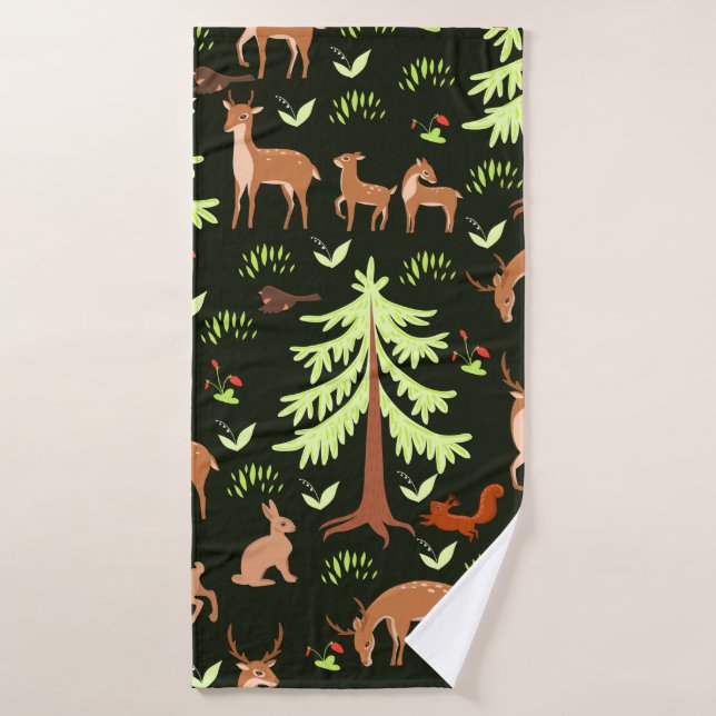 Seamless pattern with deers in the forest. bath towel (Bath Towel)