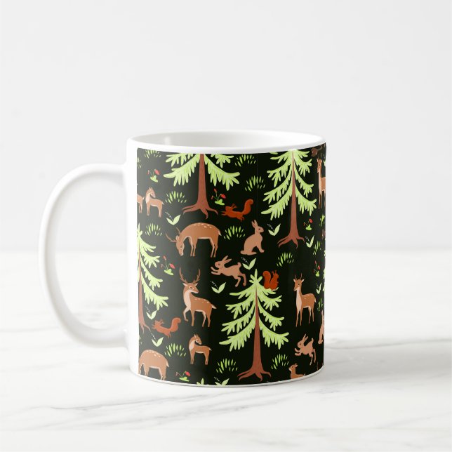 Seamless pattern with deers in the forest. coffee mug (Left)