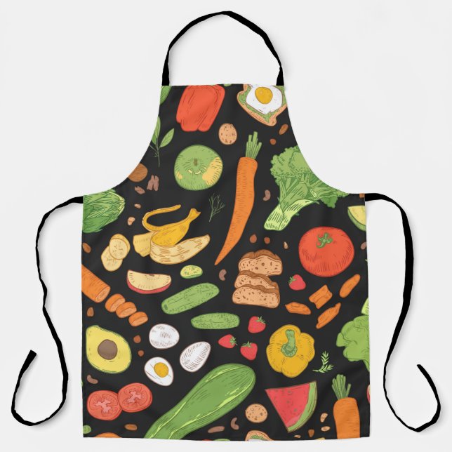 Seamless pattern with dietary food, wholesome groc apron (Front)