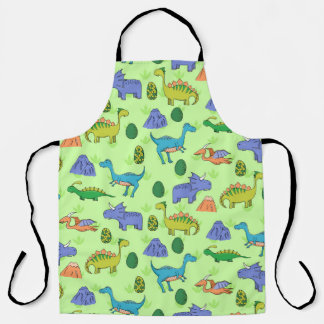 Seamless pattern with different cute dinosaurs, mo apron