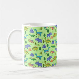 Seamless pattern with different cute dinosaurs, mo coffee mug