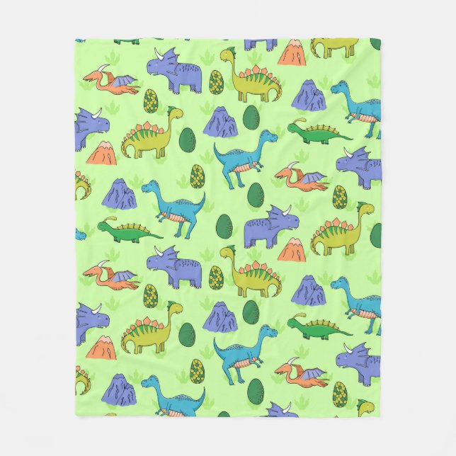 Seamless pattern with different cute dinosaurs, mo fleece blanket (Front)