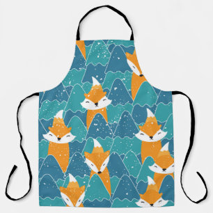 Seamless pattern with different cute foxes.  apron