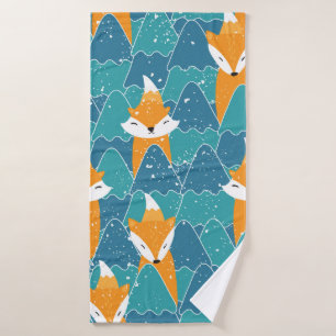 Seamless pattern with different cute foxes.  bath towel