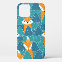 Seamless pattern with different cute foxes.