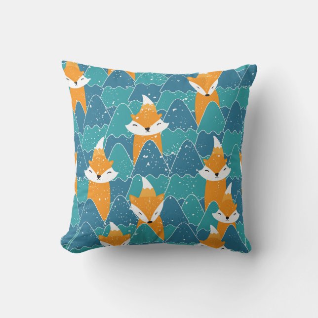Seamless pattern with different cute foxes.  cushion (Front)