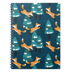 Seamless pattern with different cute foxes. notebook