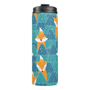 Seamless pattern with different cute foxes. thermal tumbler