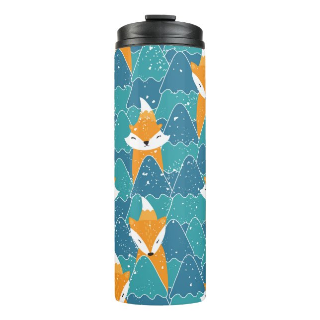 Seamless pattern with different cute foxes.  thermal tumbler (Front)