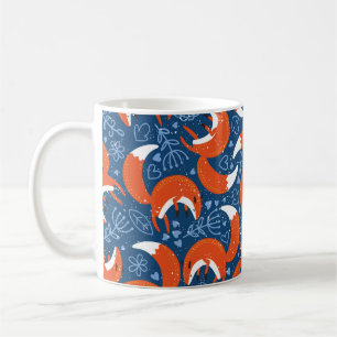 Seamless pattern with different cute foxes. Vintag Coffee Mug