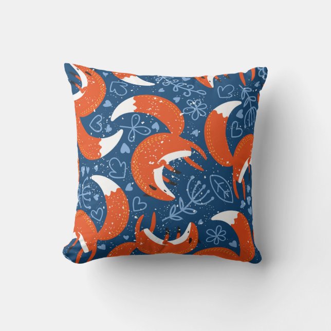 Seamless pattern with different cute foxes. Vintag Cushion (Front)