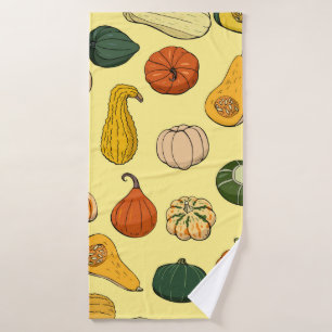 Seamless pattern with different hand drawn squashe bath towel
