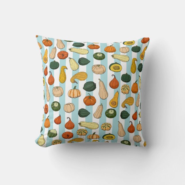 Seamless pattern with different hand drawn squashe cushion (Front)
