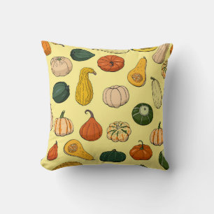 Seamless pattern with different hand drawn squashe cushion
