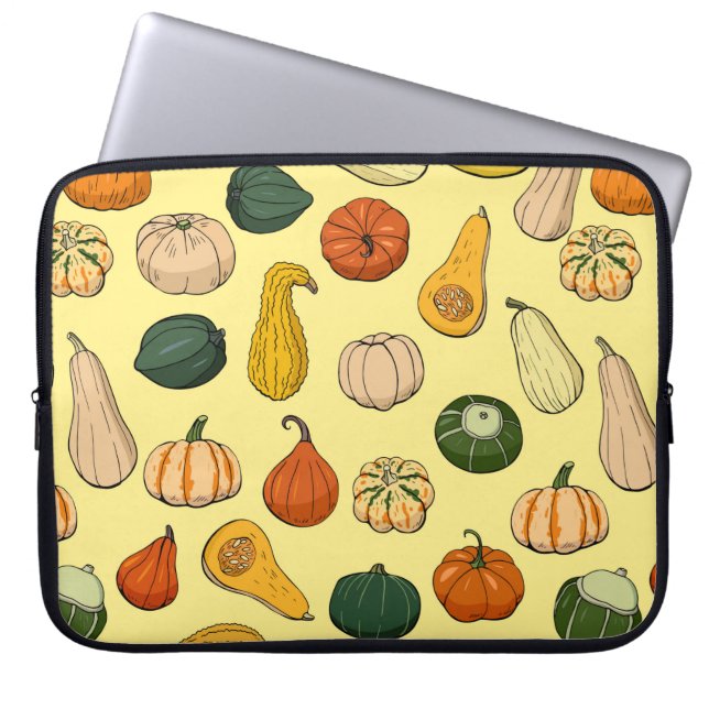Seamless pattern with different hand drawn squashe laptop sleeve (Front)