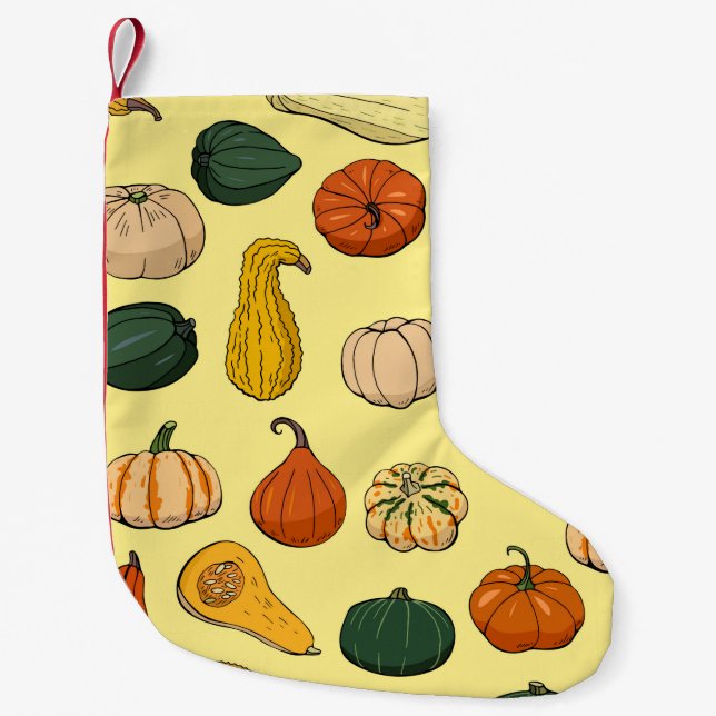 Seamless pattern with different hand drawn squashe small christmas stocking (Front)