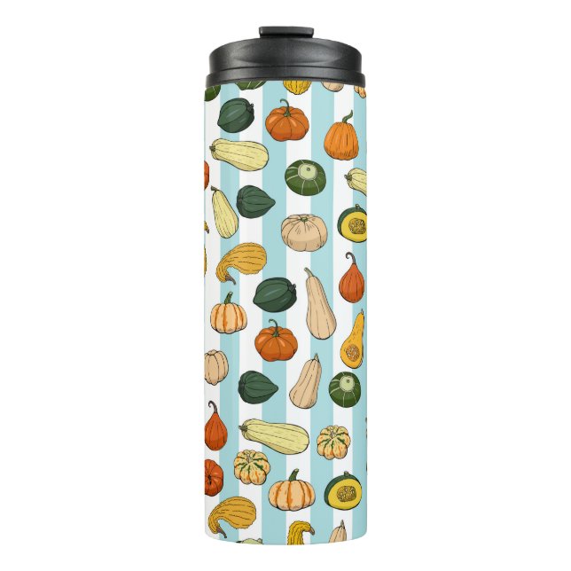 Seamless pattern with different hand drawn squashe thermal tumbler (Front)