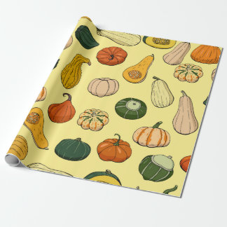 Seamless pattern with different hand drawn squashe wrapping paper